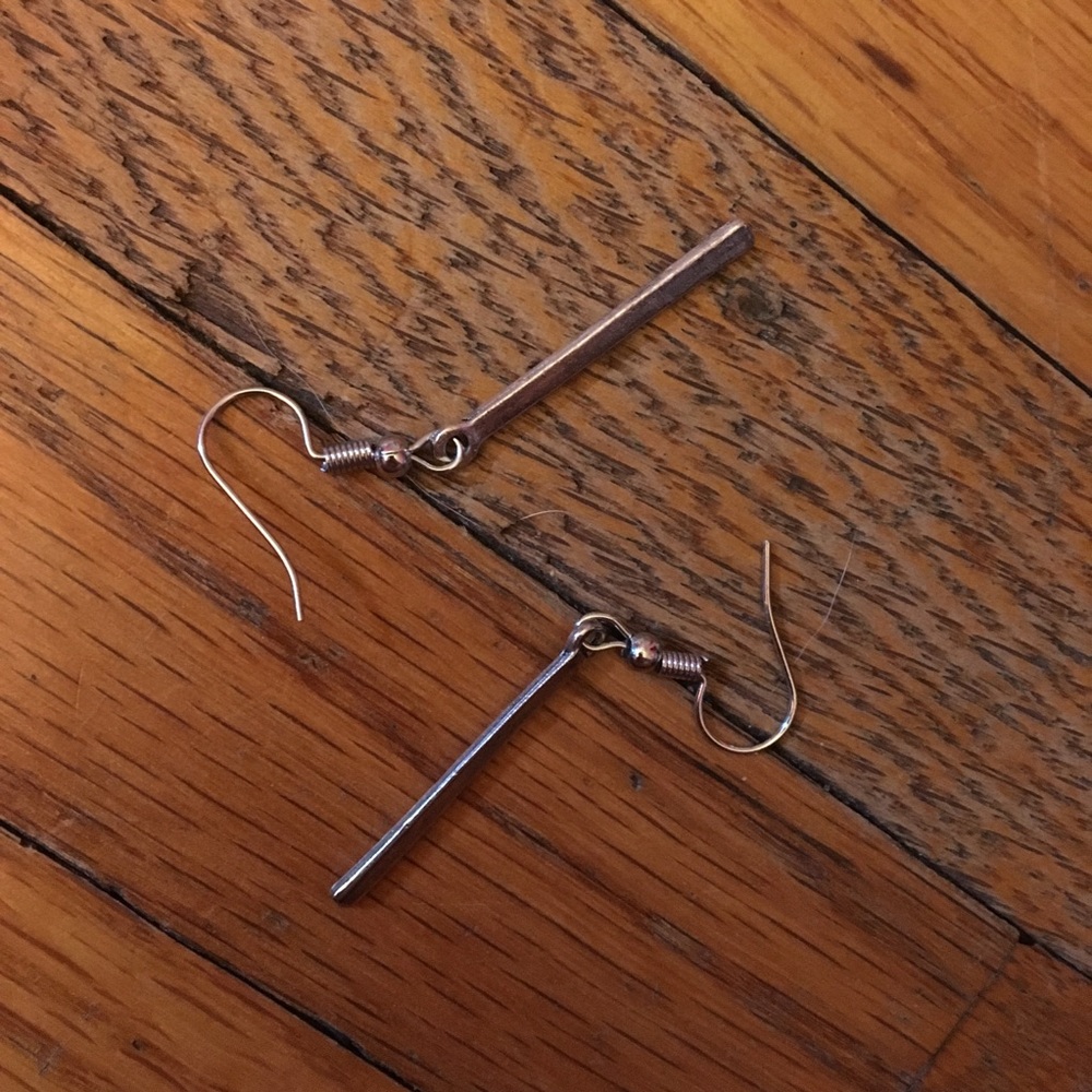 Straight silver earrings